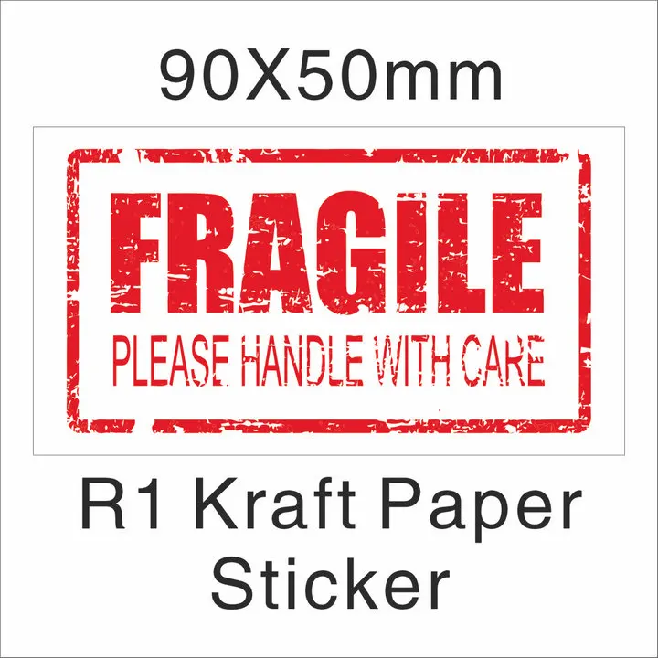 R1 Kraft 9x5 150 шт./партия, неустойчивая Предупреждение ющая Глянцевая этикетка, крафт-наклейка, 9x5 см, уход за хрупкой ручкой, сохраняет сухость, черный, красный цвета - Цвет: R1 Kraft 9x5