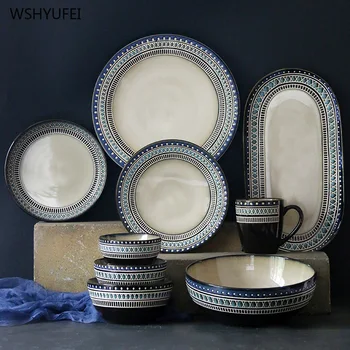 

Direct marketing creative exotic diamond-shaped plaid tableware personality ceramic deep dish home steak salad fruit plate