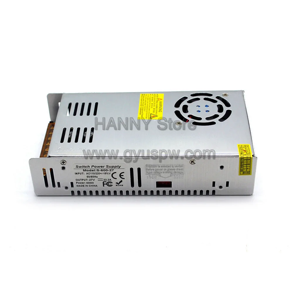DC 27V блок питания 22.2A 600W адаптер питания, трансформатор AC к DC27V SMPS для осветительного оборудования монитор камеры CCTV