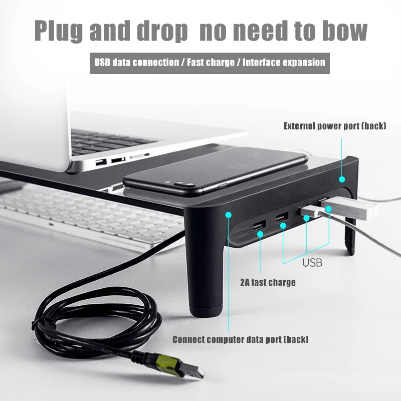 Smart Base Aluminum Alloy Computer Laptop Base Stand with USB 3.0 Port DQ-Drop