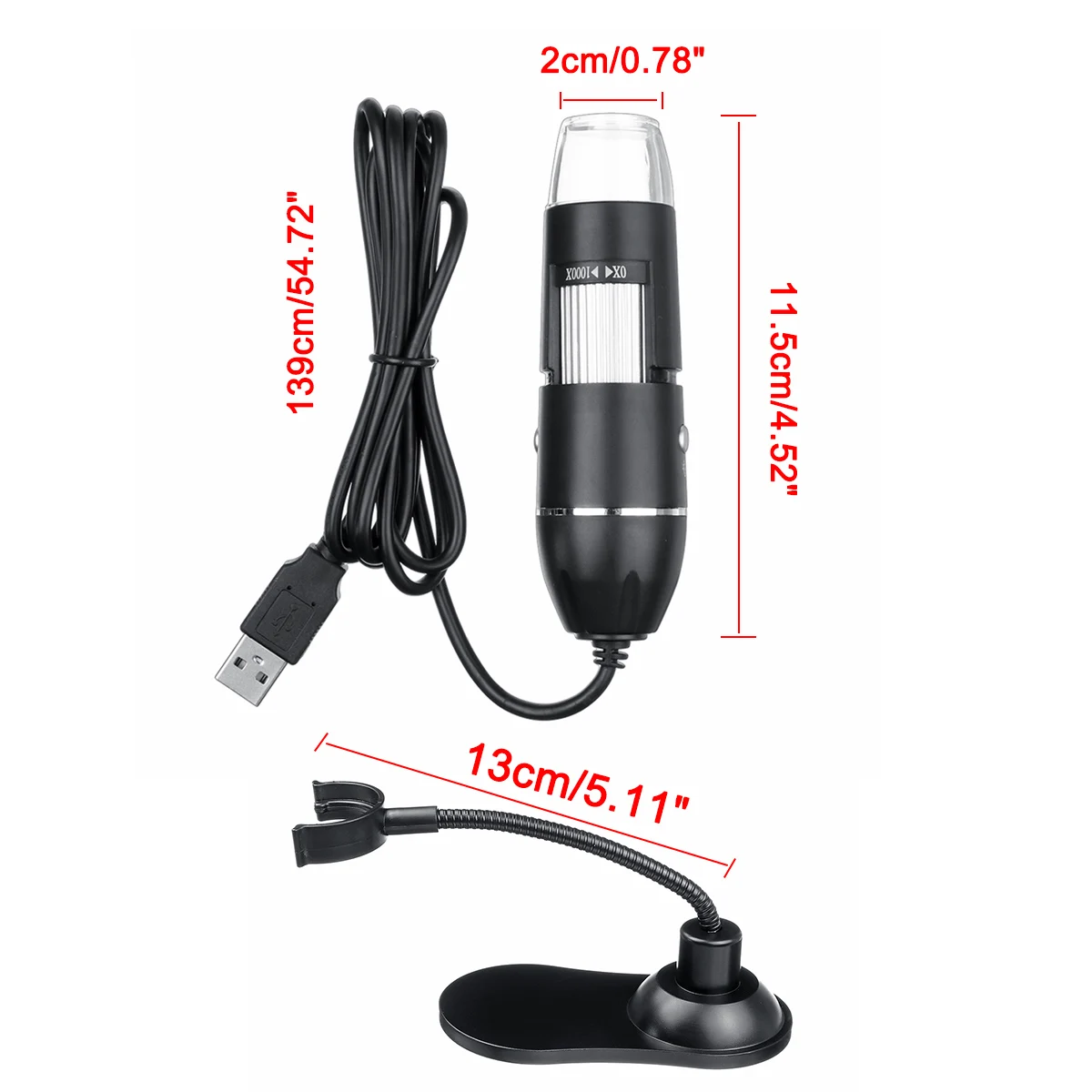 1000X Portable 8 LED Light Adjustable Dimmer Practical HD Hand Held Microscope Real Time USB Type-c Digital Microscope 1920x1080