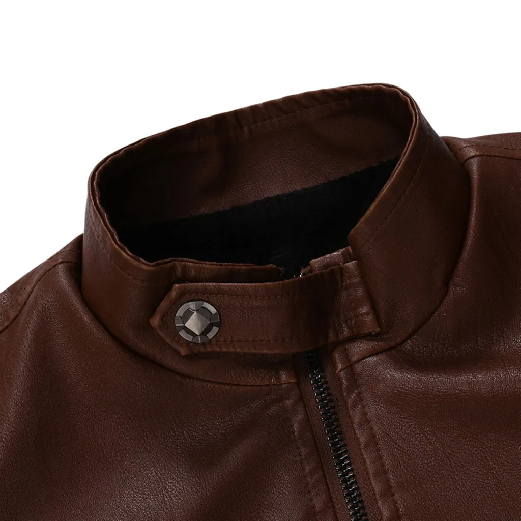 Chaqueta Hombre новая стильная модная однотонная кожаная куртка классическая осенне-зимняя теплая удобная мужская куртка