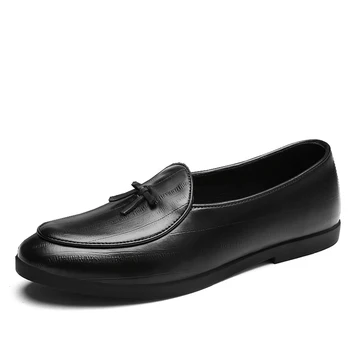 

QWEDF Tassel Shoes Men Luxury Loafers Slip On Split Leather Men Shoes Breathable British Style Spring Shoes Mens Casual F4-67