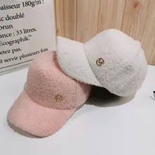 Женская Зимняя шерстяная бейсбольная кепка, регулируемая спортивная Корейская K Pop козырек, Повседневная модная элегантная однотонная теплая плотная Кепка