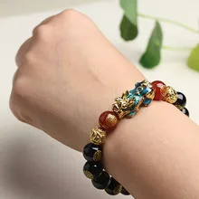 Черный Агат с температурой тела обесцвечивание двойной благословение бусины Браслеты lucky браслет нефритовый браслет