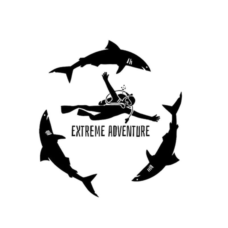 

17.8*16.2CM Diving Extreme ADVENTURE Sports Diver Sea Ocean Sharks Vinyl Car Sticker for Nissan X-Trail xterra Alfa Romeo 155