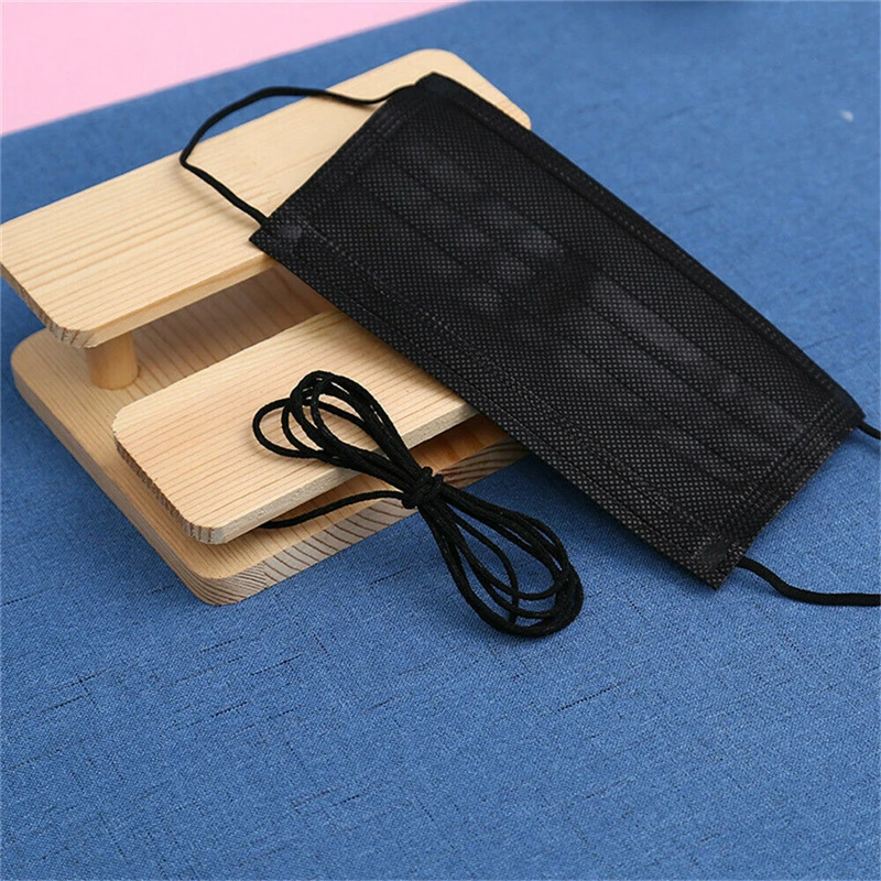 3mm Black Mask Elastic Band Rubber Rope Ear Hanging Rope Round Adjustable Handmade Soft Elastic Sewing Mask Garment Accessories