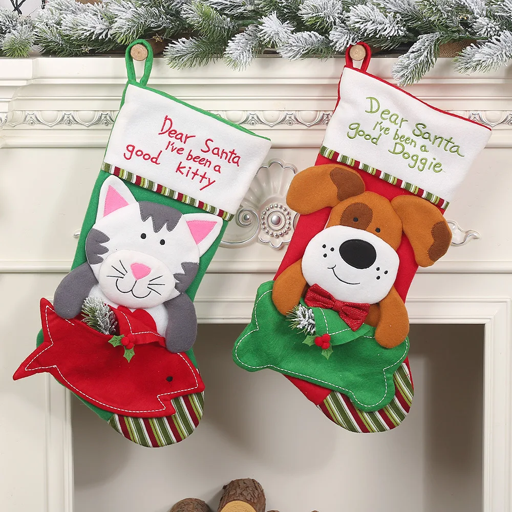 

Christmas Stockings Pendant Cloth Ornaments Small Boots Pendant Christmas Pattern Print Party Home Decoration Supplies Gift Bag