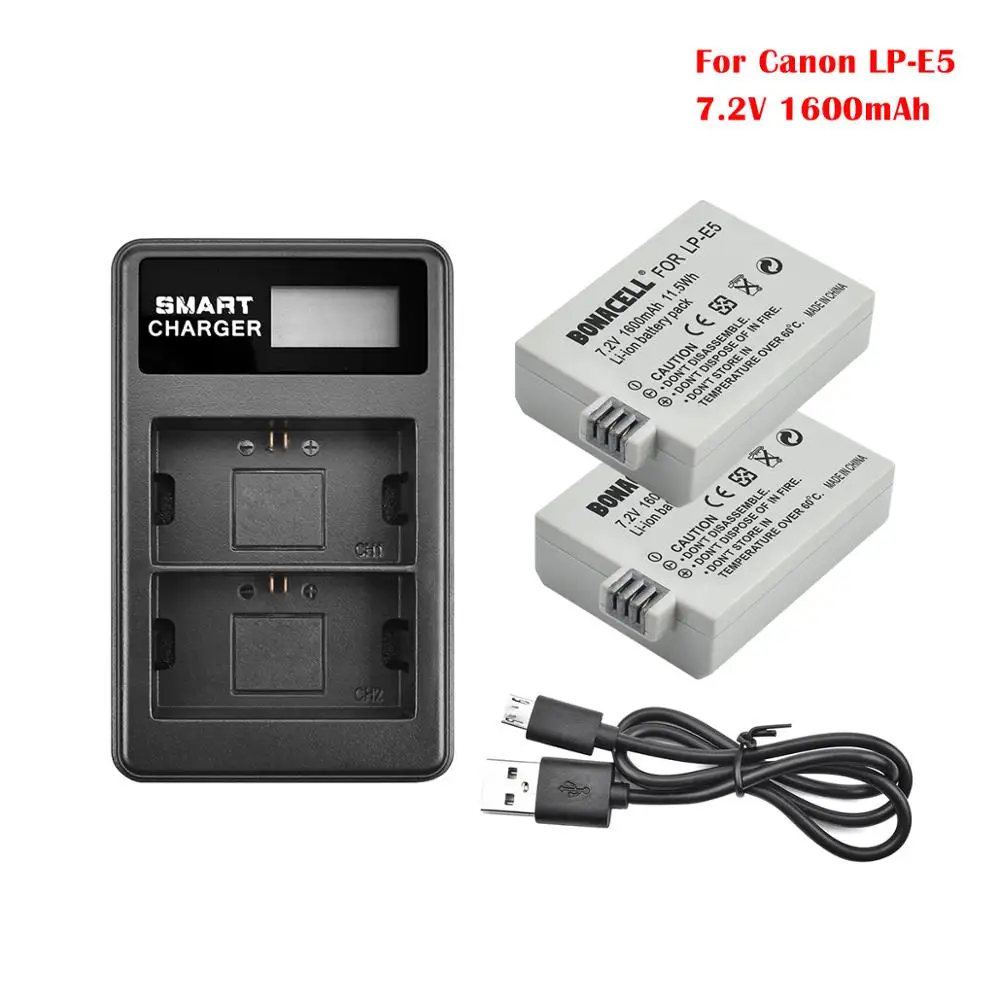 LP E5 запасная батарея + быстрое двойное зарядное устройство для Canon EOS Rebel XS T1i XSi 1000D