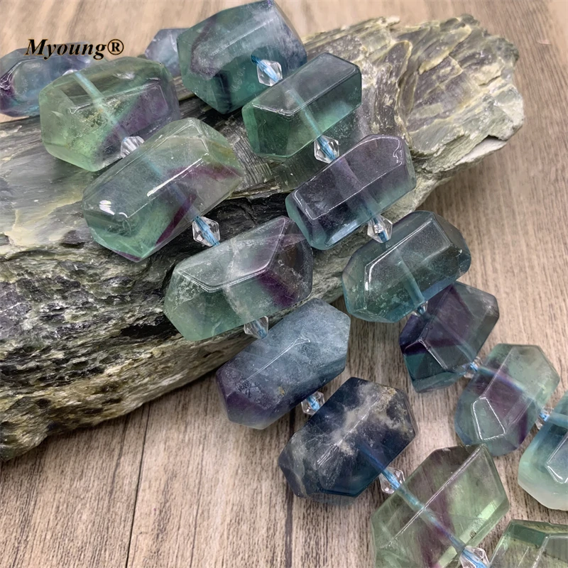 

Large Natural Fluorite Crystal Cutting Nugget Beads,Stone Beads For DIY Jewelry Making MY211047