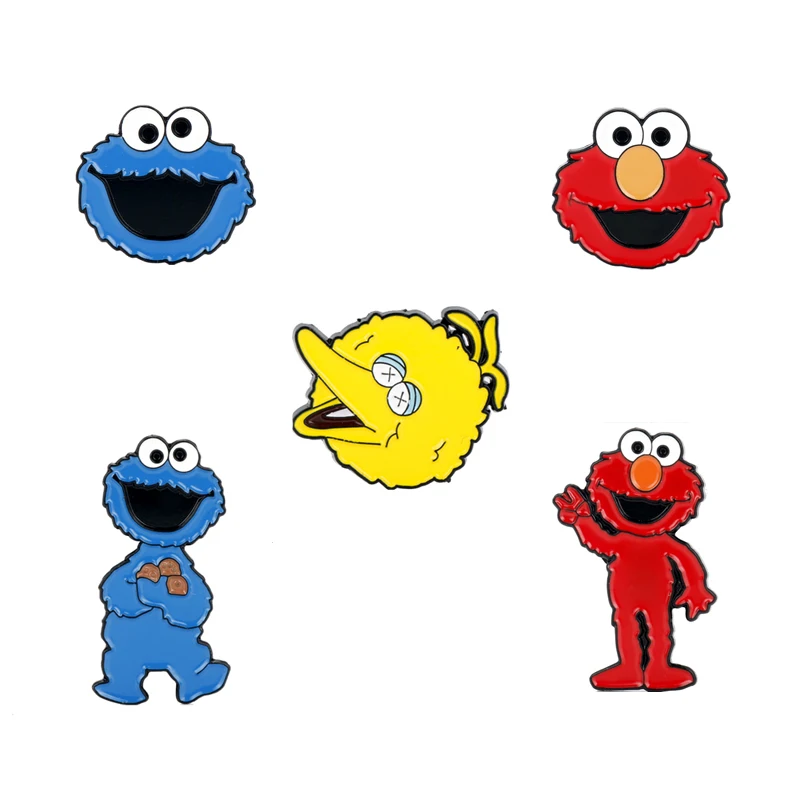 

Cute Sesame street Badge elmo cookie monster metal anime cartoon broochs Lapel pin Men Enamel Brooch cosplay collection gift