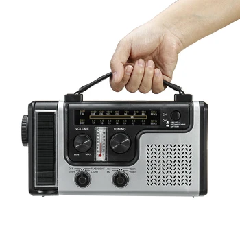 

Dynamo Portable Alert Emergency Solar Multifunctional Power Bank Hand Crank Radio Outdoor Camping AM FM SW1 SW2 Built-in Speaker
