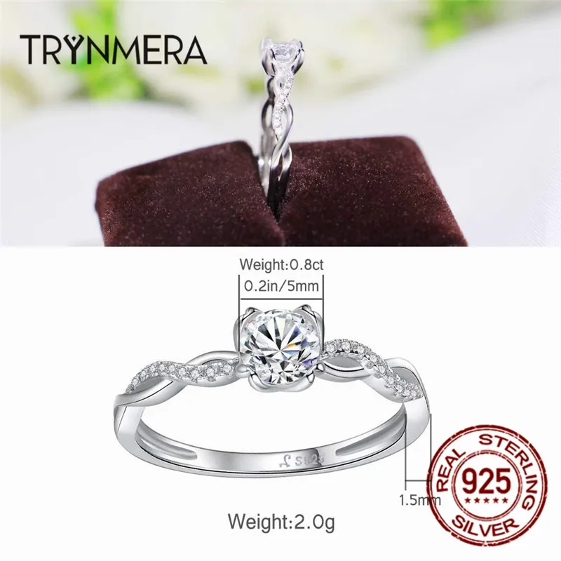 Trynmera серебряное кольцо 925 пробы с кубическими кристаллами циркония обещание для помолвки, свадьбы, годовщины марки Infinity Ring Для женщин TR106