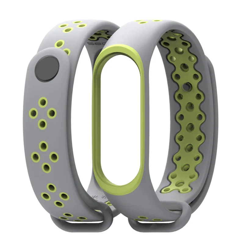 Mi Band 3 4 ремешок Спортивные Силиконовые часы браслет mi Band 3 4 ремешок аксессуары для Xiaomi mi Band 3 4 ремешок Браслет Смарт - Цвет: gray green