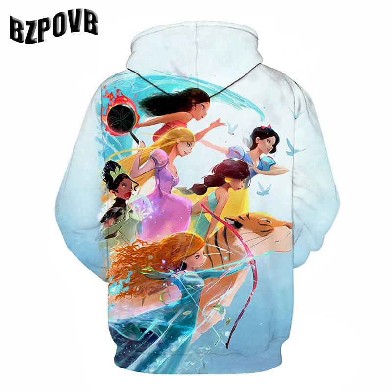  New 3D Print Disney Princess Printing Tops Fashion Suitable for men and women Hooded Sweatshirt Fas