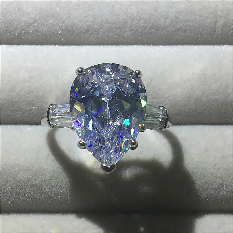 Pear cut Choucong, массивное кольцо, различные режущие AAAAA cz 925 пробы, серебряные обручальные кольца для мужчин и женщин, ювелирные изделия - Цвет основного камня: Pear cut
