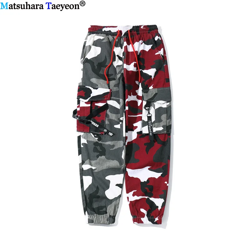 Акция Новые свитшоты карманы камуфляжные штаны хип хоп Уличная бегунов Мужские штаны камуфляж уличная осень
