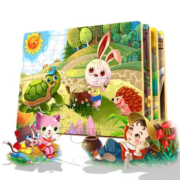 

Wooden Children's Intelligent Enlightenment Kids Joy Puzzle Wood Cartoon Animals Jigsaw Puzzles Educational Toys For Children
