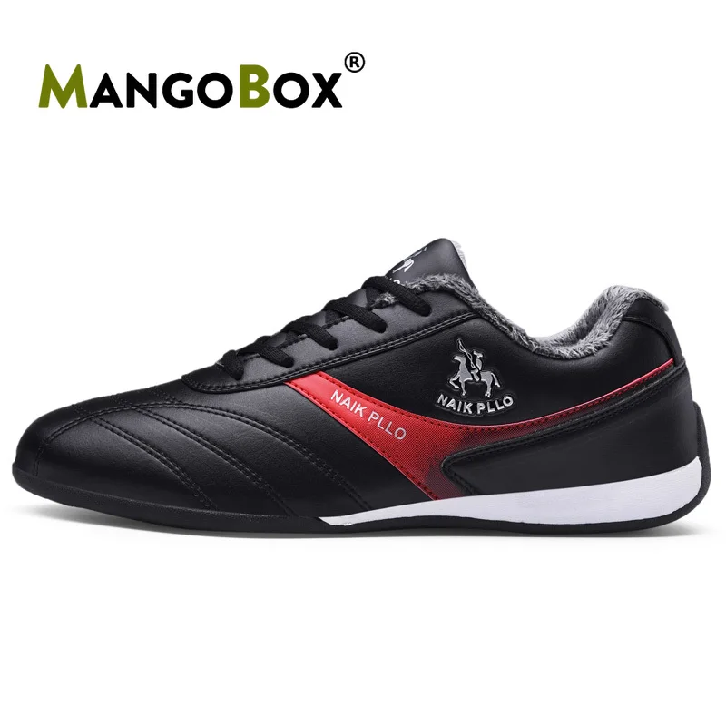 

2020 Winter With Fur Men Leather Running Shoes Black White Gym Shoes Men Rubber Sole Boys Sports Shoe Brand Jogging Sneakers Man