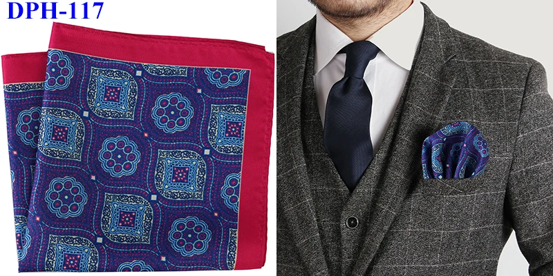 Tailor Smith New Designer Pocket Square Handkerchief Houndstooth Floral Paisley Strip Printing Soft Handkerchief Men Chest Towel