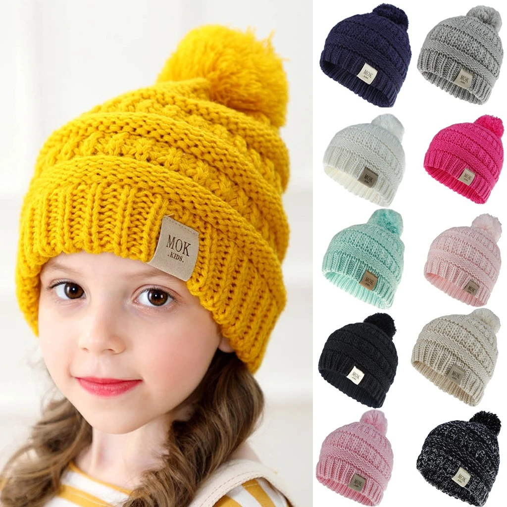 New Fashion Newborn Cute Baby Beanies Boys Girls Winter Keep Warm Hat Kids Knitted Wool Hemming Hat Fit Boy Cap Knitted 904