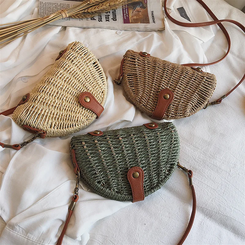 

Female Straw Beach Bag Crossbody Bags For Women 2019 Summer Wicker Designer Handbags Ladies Rattan Shoulder Messenger Bag Sac A