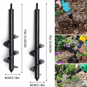 

35x8cm/40x8cm Earth Auger Garden Auger Hole Digger Tool Garden Planting Machine Drill Bit Fence Borer Post Post Hole Digger