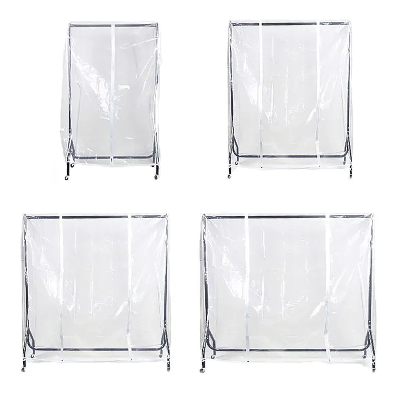 Clear Waterproof Dustproof Zip Clothes Rail Cover Clothing Rack