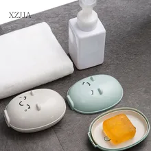 XZJJA ванная комната милый мультфильм мыло коробка с крышкой дренаж для душа мыло держатель портативный мыло в мини-формате случае аксессуары для ванной комнаты