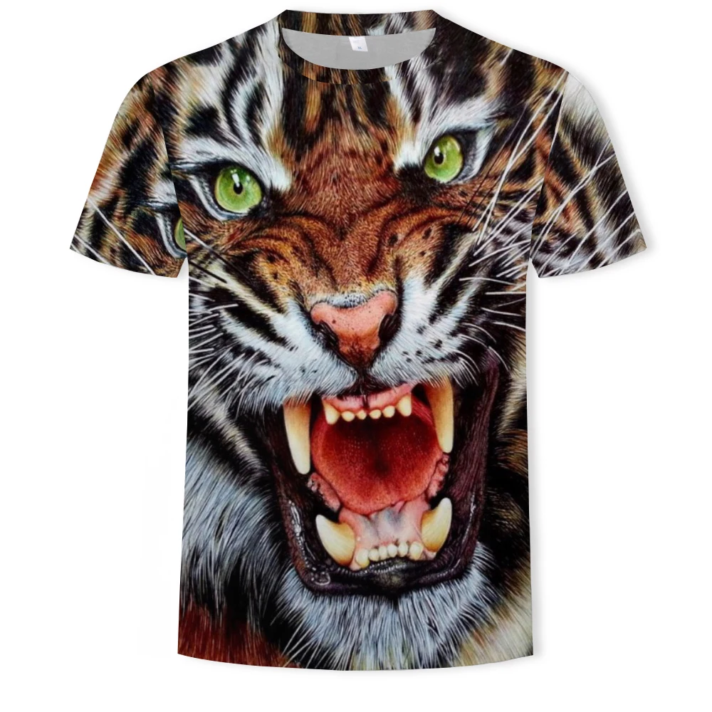 

Men's T-Shirts 3D Printed Animal Tiger t shirt Short Sleeve Funny Design Casual Tops Tees Male Halloween t shirt Asian sz 6XL