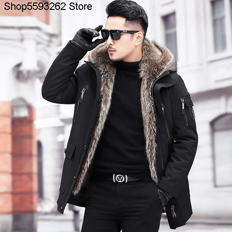 

Pai Overcome Fur Coat 2020 Winter Style Male Haining Medium Length Money Raccoon Fur Hair Integration Coat Men Tide