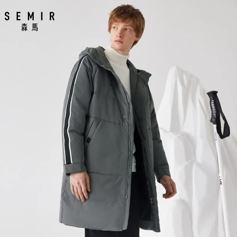 Semir, длинный пуховик для мужчин, молодых, зимняя, мужская, тренд, плетение, полоса пропускания, свободная, ветрозащитная куртка, Толстая куртка