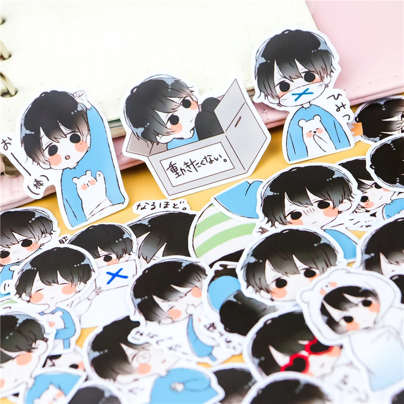 

32pcs / Et Hand-painted Watercolor Boys Stickres Diary Album DIY Decorative Homemade Stickers Package Scrapbooking Bike Laptop