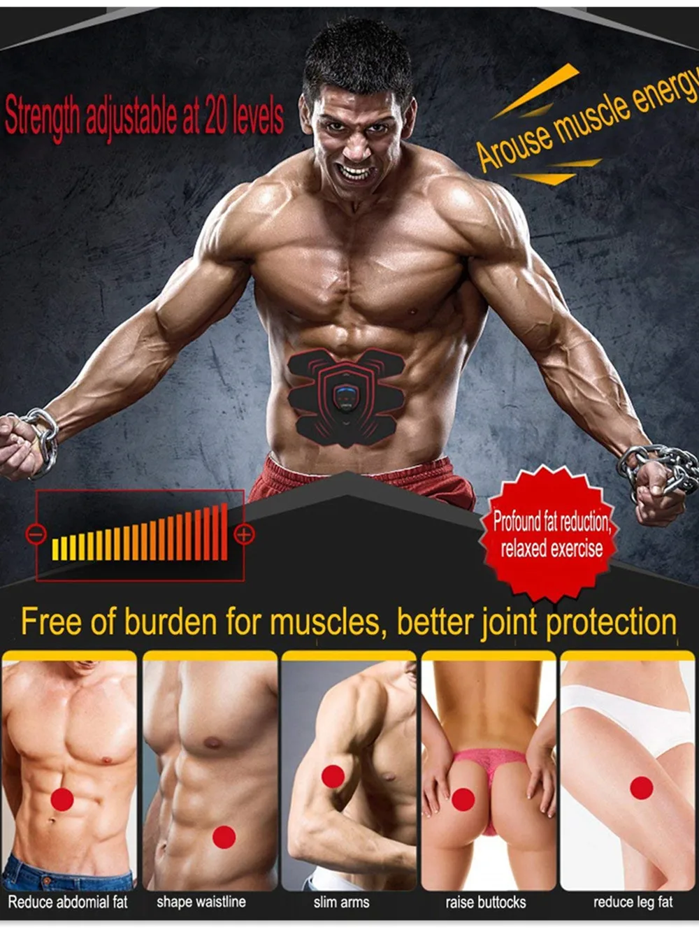 HANDISE ABS Stimulator Muscle Toner Abdominal Toning Belt Muscle EMS Trainer ABS