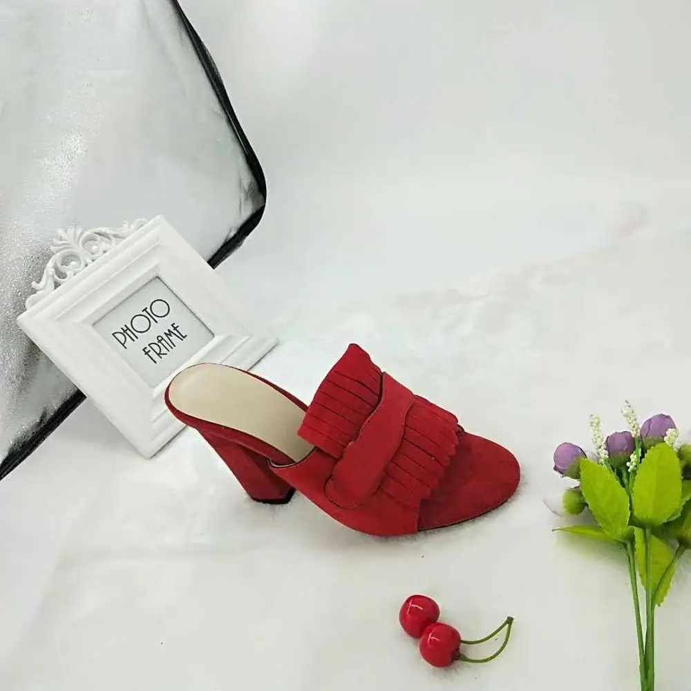 6.5cm red Chueyz/модные летние босоножки; женская обувь из натуральной замши; туфли-лодочки на высоком каблуке; женская обувь с открытым носком; бренды наивысшего качества - Цвет: 6.5cm red