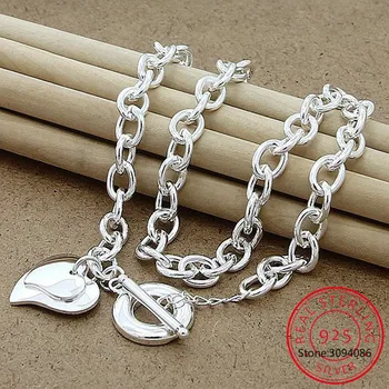 

925 Sterling Silver Heart/Circle/Dog Pendant Necklace Woman Man 18 Inches Chain Wedding Engagement Party Jewelry