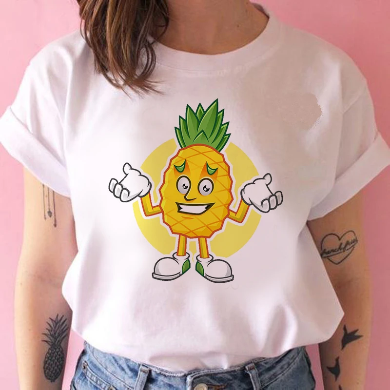 2020 Fashion Women Harajuku Cartoon pineapple Printed T Shirt Casual Short Sleeve Women's T-shirt Soft Female T shirt
