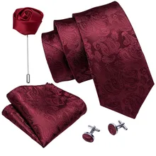 Красный Пейсли Свадебный галстук для мужчин Шелковый брошь галстук комплекты носовых платков модные дизайнерские галстуки для мужчин жениха подарки дропшиппинг