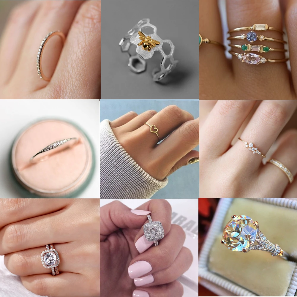 Elegante fiesta de boda CZ anillos para mujer oro Color de rosa Zirconia cúbico mujer de dedo de la joyería envío gratuito