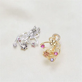 

Retro Style Metal 925 Sterling Silver Plating Karat Gold Tone Bail Connector Pearl Bead Caps Diy Pearl Jewelry Accessories