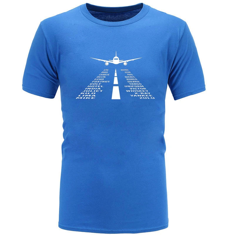 O Neck AirplanePhoneticAlphabetPilot718 Pure Cotton Men T Shirts Camisa Short Sleeve Tops Tees Wholesale Casual Tee-Shirts AirplanePhoneticAlphabetPilot718 blue