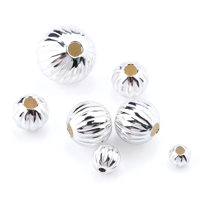

3/4/5/6/8MM 925 sterling silver Loose Spacer Beads Exquisite Striped beads for Bracelet Necklace Accessories Jewelry Making DIY
