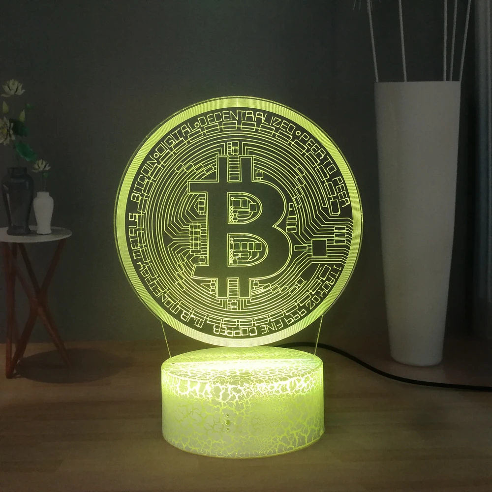 Биткоин 3D креативная настольная лампа интернет виртуальная валюта светодиодный