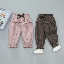 Осенне-зимние штаны с бархатом для девочек; Новинка года; стильные штаны со звездами Fu he rong/повседневные штаны для детей 1-4 лет