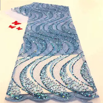 

Elegant sky blue Wholesale Bridal nigerian lace fabric 2020 high quality lace African French Lace Fabric for Wedding Dress M1058