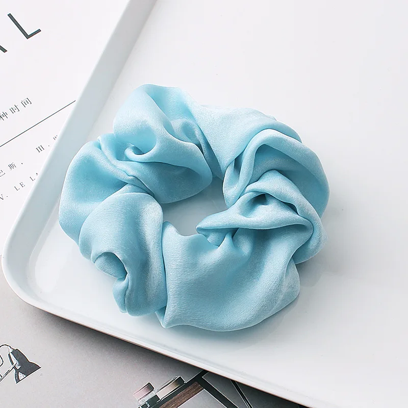 Candy Color Satin Scrunchie Elastic Hair Rubber Bands Floral Print Headband Ponytail Holder Ties Rope Hair Accessories Gift hair accessories for brides Hair Accessories