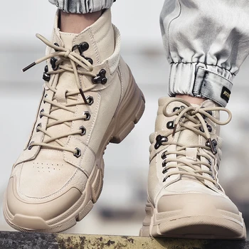 

2019 Winter New Military Boots Men's Comfortable Warm Desert Boots Fashion Tactical Boots Ankle Strap Men's Snow Boots 38-45