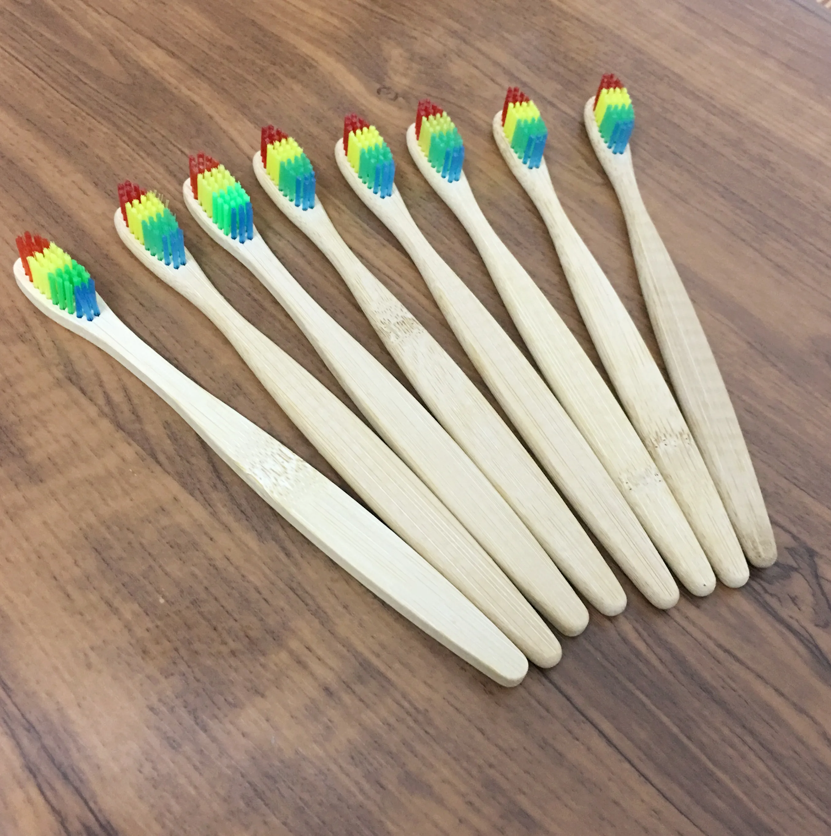 

Natural Bamboo vegan Handle Toothbrushes Rainbow Colorful Whitening Soft Bristles tooth whitening brush Oral Care Clean Tooth