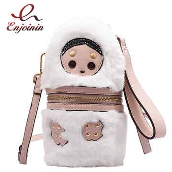 

Fun Doll Design Faux Fur Fashion Ladies Casual Tote Bag Clutch Bag Crossbody Mini Bag Women Pursese and Handbags Shoulder Bag