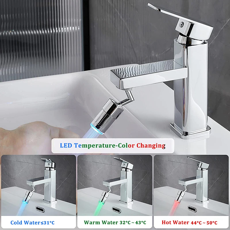 720 ° küche LED Sensor Licht Wasserhahn Belüfter Einstellbare Anti-splash Filter Tap Bad Dusche Wasserhahn Düse Kopf Wasser speichern